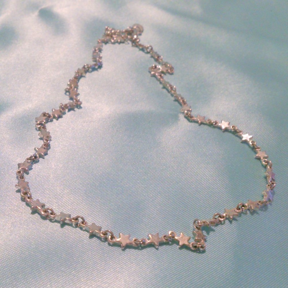 COOL JEWELS Silver Tone Star Link Chain Necklace